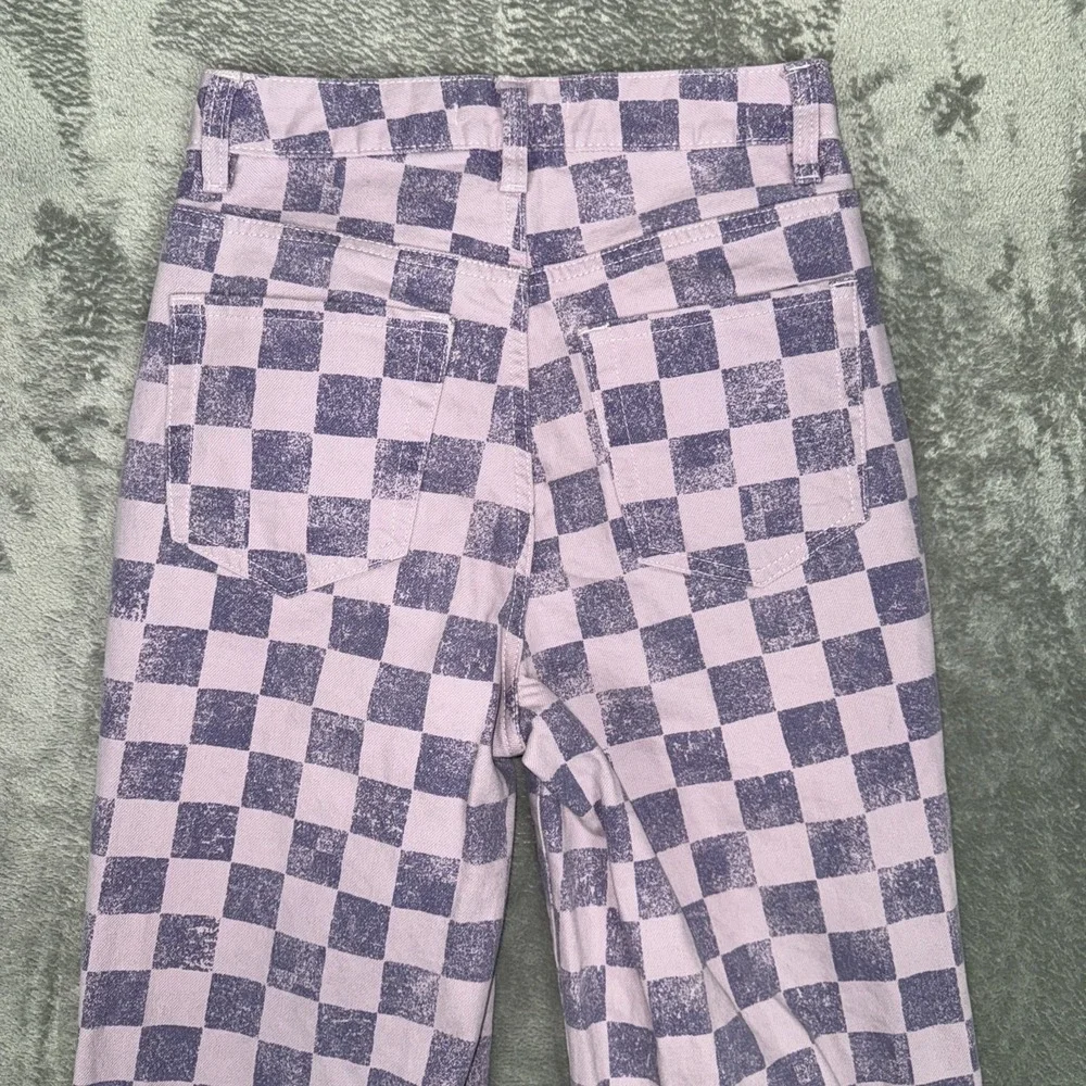Pacsun Jeans Womens 24 Pink Purple Checkered Denim‎ Pants 90s Boyfriend Jeans